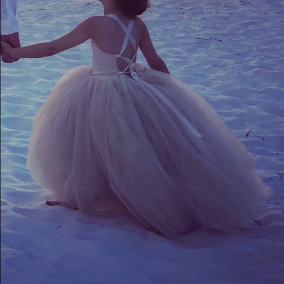 Champagne colored flower girl dress. - Picture 2 of 4